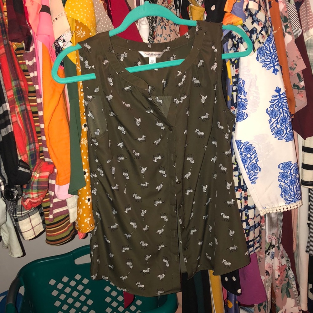 Zebra button up blouse